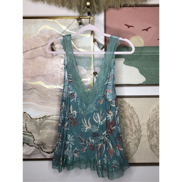 Intimately Free People Blue Bellflower Lace Tank - Picture 2 of 3